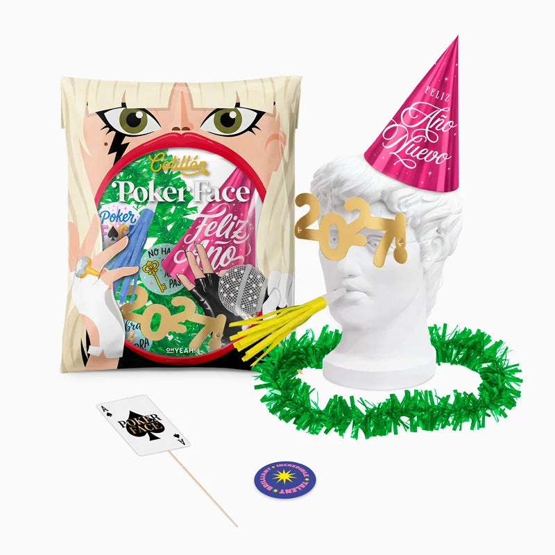 Bolsa de Cotillón 'Poker Face' Nochevieja 6 piezas (100 uds)