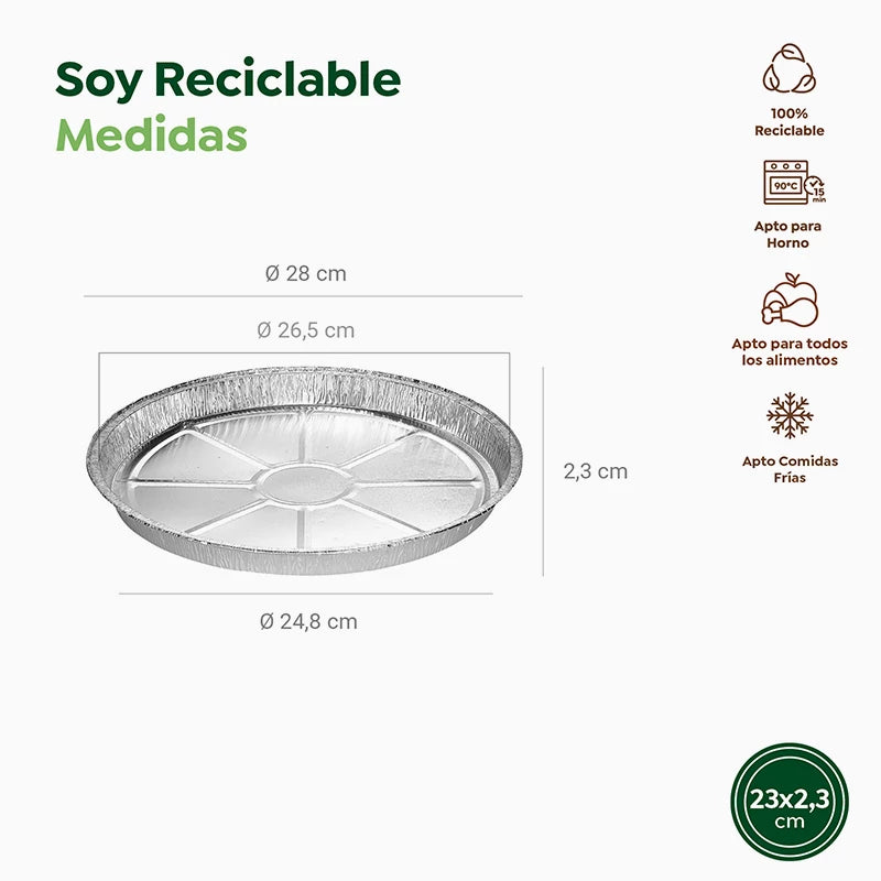 Bandeja Aluminio Redonda Ø 28 x 2.3 cm Pizza (2 uds)