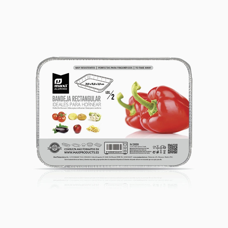 Bandeja Aluminio Tapa Rectangular 21,9 x 15,8 x 3,8 cm