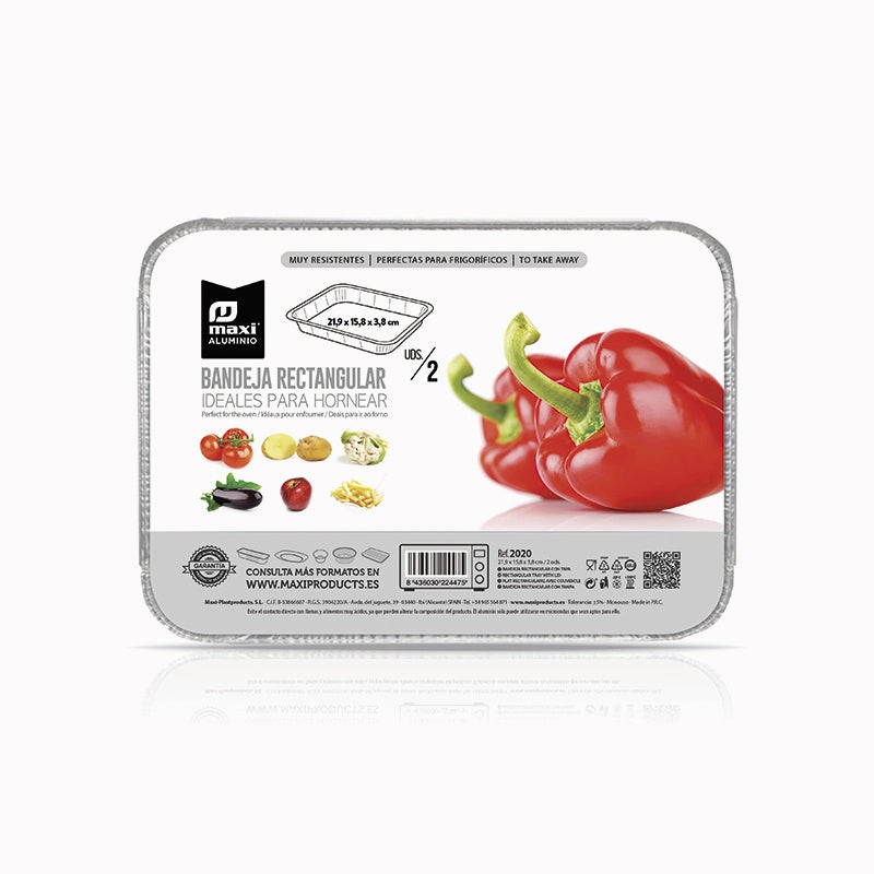 Bandeja Aluminio Tapa Rectangular 21,9 x 15,8 x 3,8 cm 10 uds