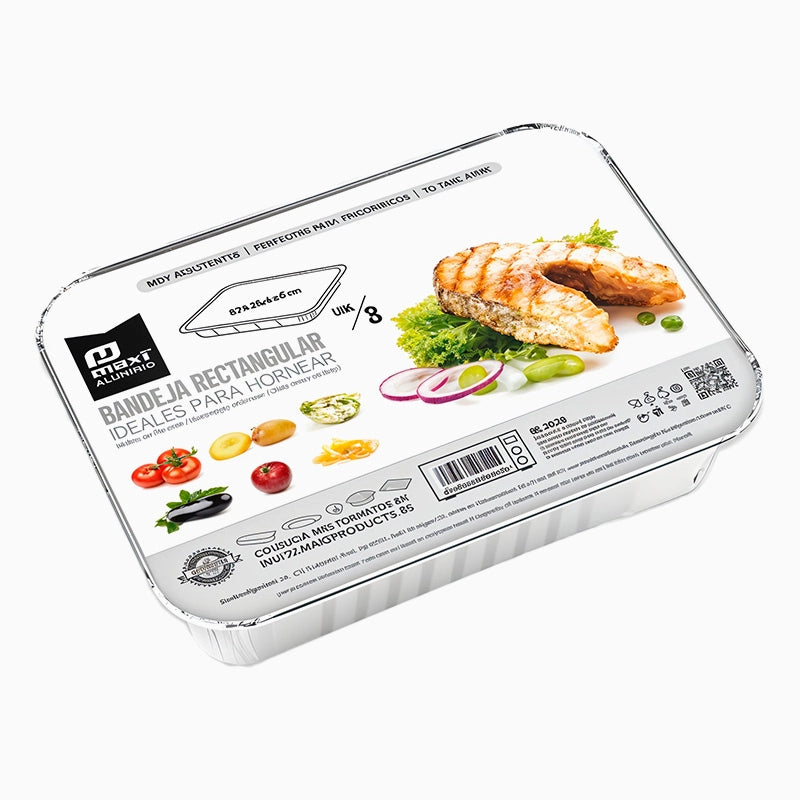 Bandeja Aluminio Con Tapa Rectangular 31 x 21 x 5 cm