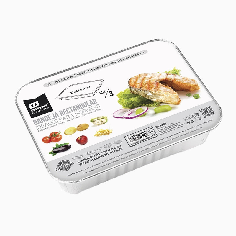 Bandeja Aluminio Tapa Rectangular 32 x 26.4 x 6 cm