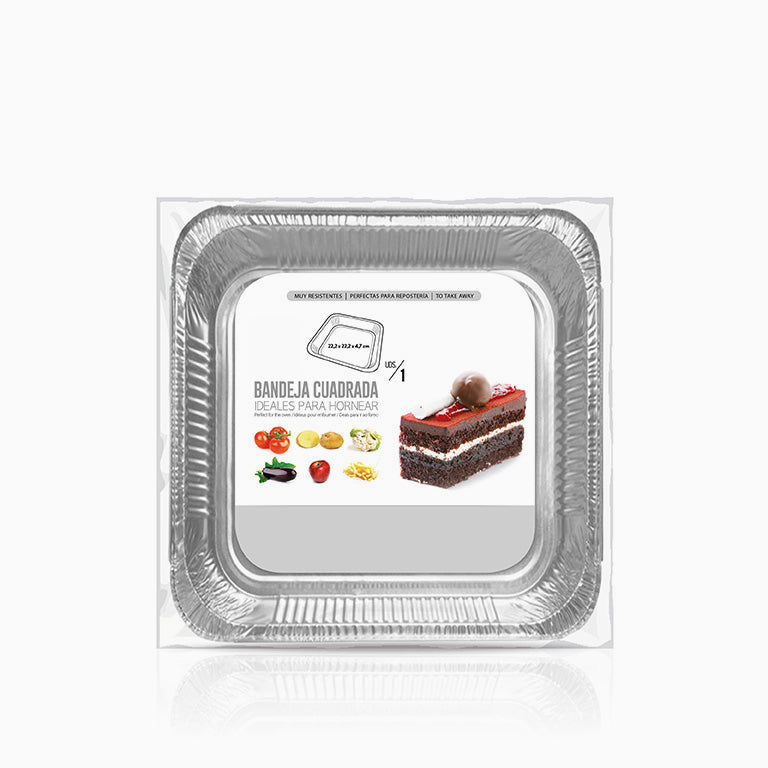 Bandeja Cuadrada Aluminio 20.6 x 20.6 x 5 cm (48 uds)