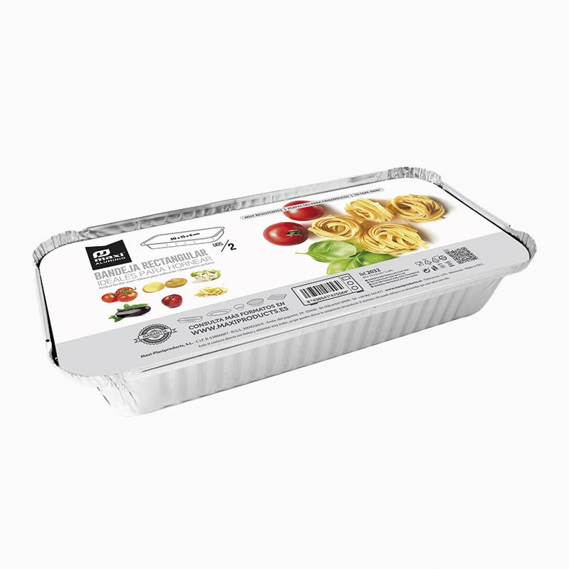 Bandeja Aluminio Con Tapa Rectangular 30 x 15 x 6.1 cm