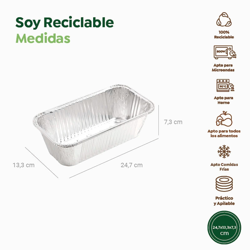 Bandeja Rectangular Plum Cake Aluminio 24.7 x 13.3 x 7.3 cm (2 uds)