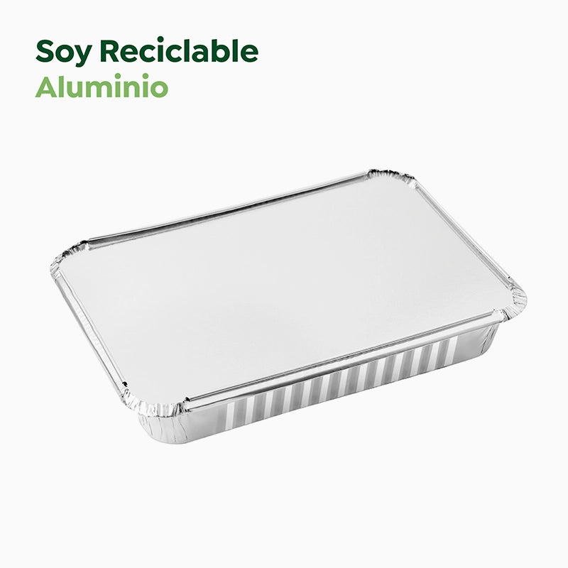 Bandeja Aluminio Con Tapa Rectangular 22 x 16 x 4,5 cm 240 uds