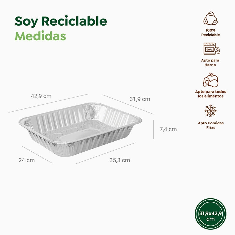 Bandeja Rectangular Aluminio 43 x 32 x 7.4 cm (1 ud)