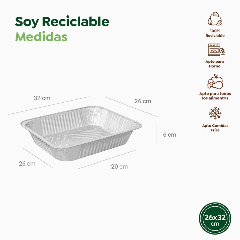 Bandeja Rectangular Aluminio 32 x 26 x 6 cm (48 uds)