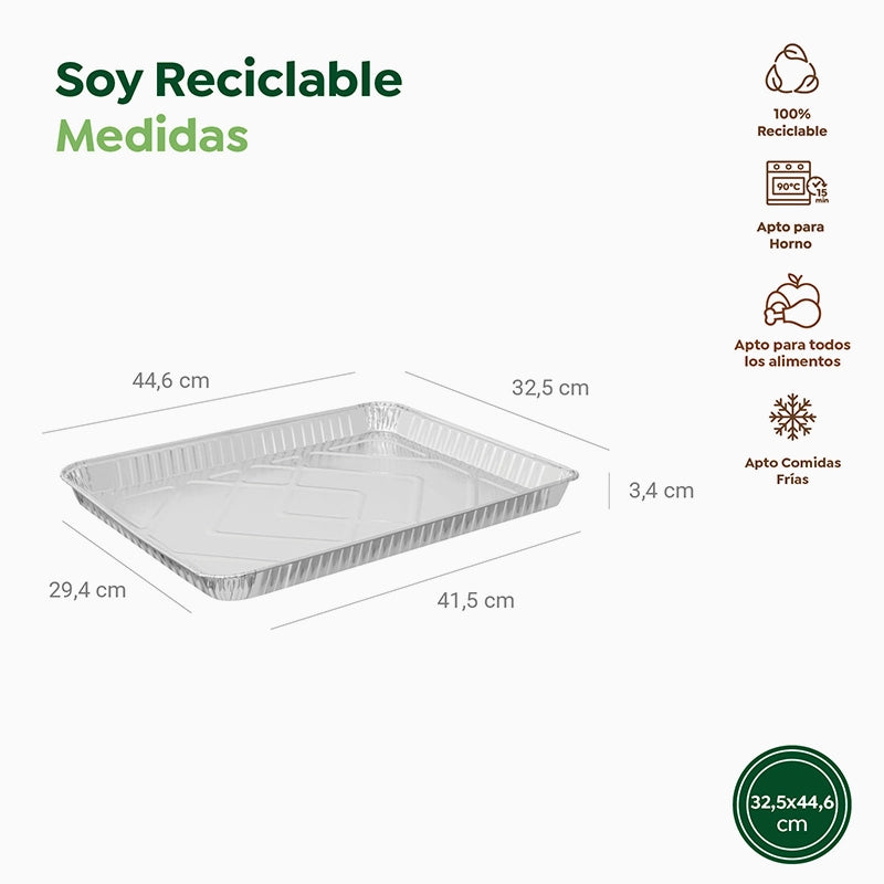 Bandeja Rectangular Aluminio Grande 44.6 x 32.5 x 3.4 cm (1 ud)
