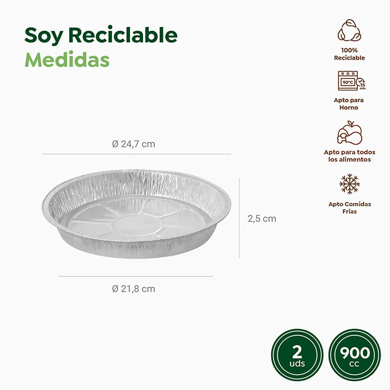 Bandeja Redonda Aluminio Ø 24.7 x 2.5 cm Tortilla (2 uds)