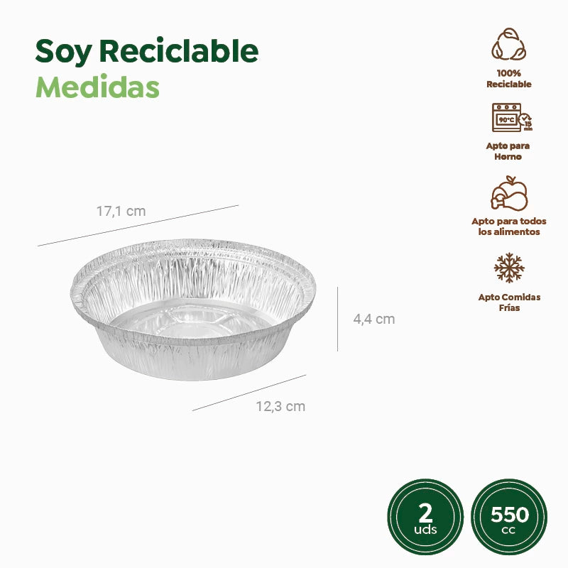 Bandeja Redonda Aluminio Ø 17.1 x 4.4 cm (4 uds)