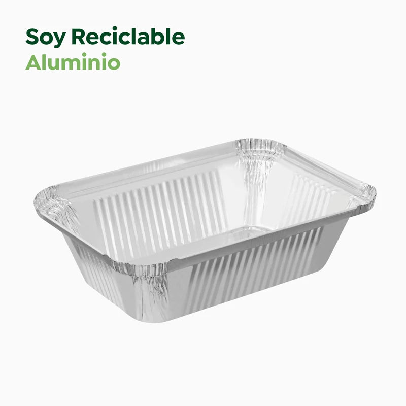 Bandeja Rectangular Aluminio 20.2 x 13.7 x 5.9 cm con Tapa (3 uds)