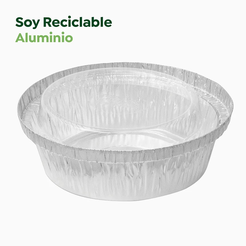 Bandeja Redonda Aluminio Ø 12.6 x 4 cm con Tapa (6 uds)