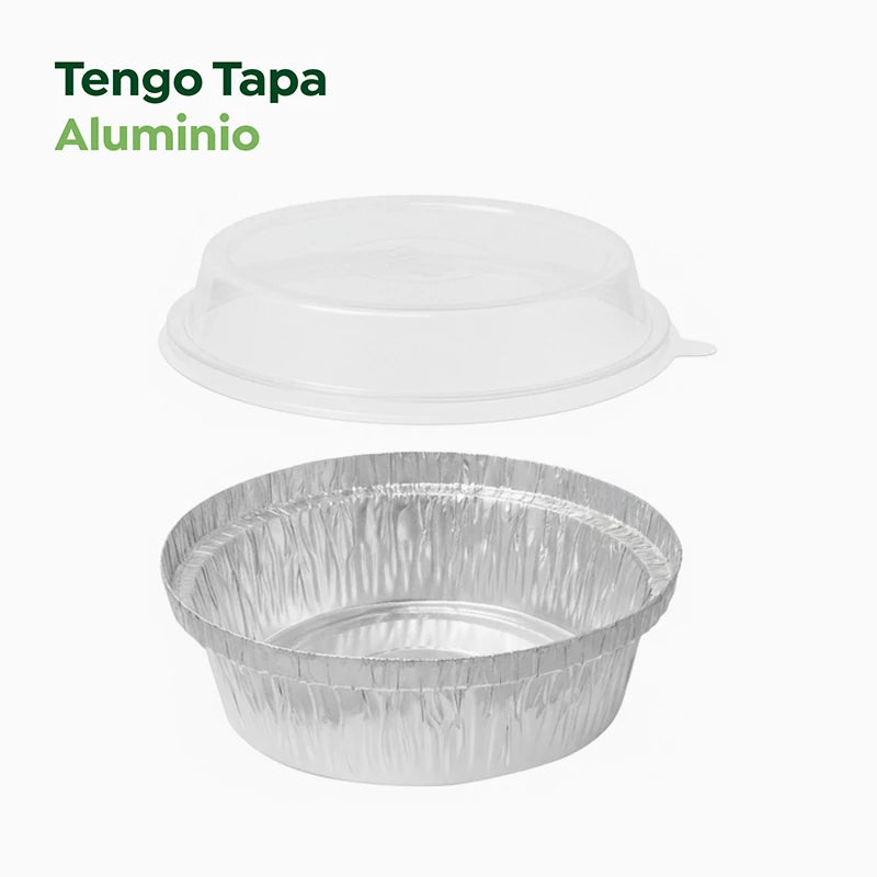 Bandeja Redonda Aluminio Ø 12.6 x 4 cm con Tapa (6 uds)