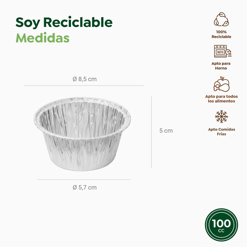 Bandeja Redonda Aluminio Ø 8 x 3.6 cm con Tapa (6 uds)