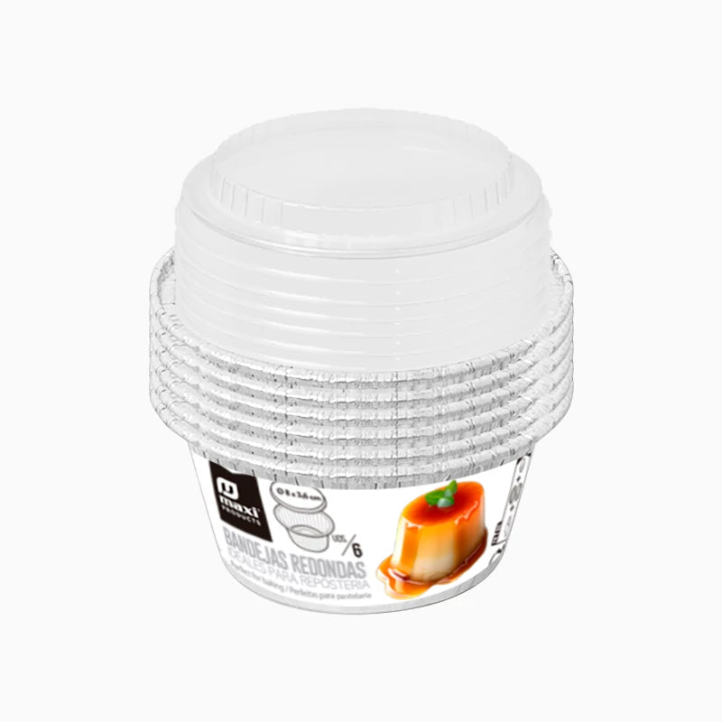 Bandeja Redonda Aluminio Ø 8 x 3.6 cm con Tapa (6 uds)