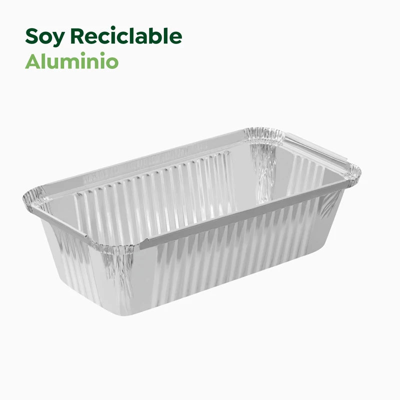 Bandeja Rectangular Plum Cake Aluminio 22.2 x 11.3 x 6.2 cm con Tapa (3 uds)