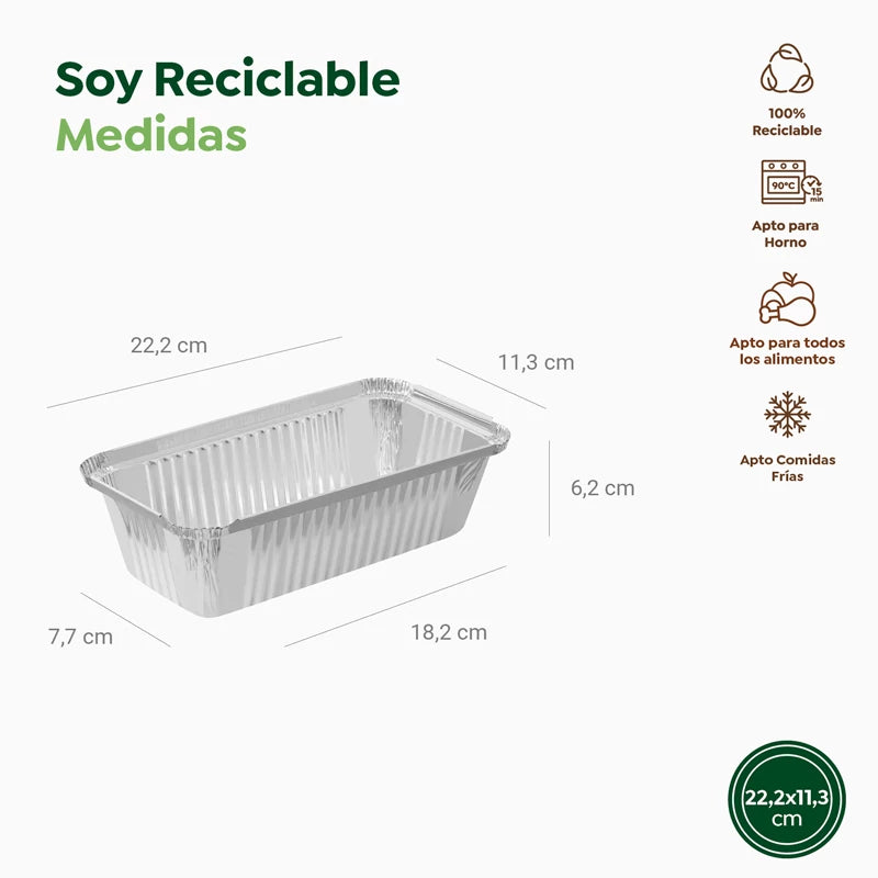 Bandeja Rectangular Plum Cake Aluminio 22.2 x 11.3 x 6.2 cm con Tapa (3 uds)