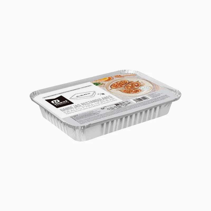 Bandeja Rectangular Aluminio 22 x 16 x 4.5 cm con Tapa (3 uds)