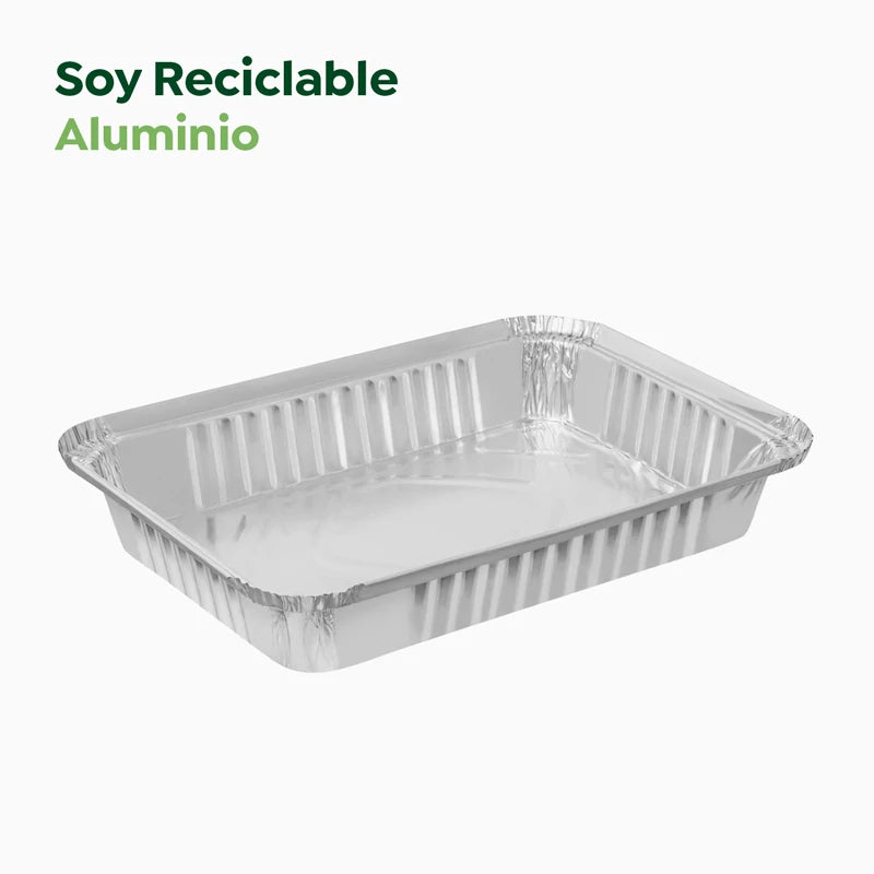 Bandeja Rectangular Aluminio 22 x 16 x 4.5 cm con Tapa (3 uds)