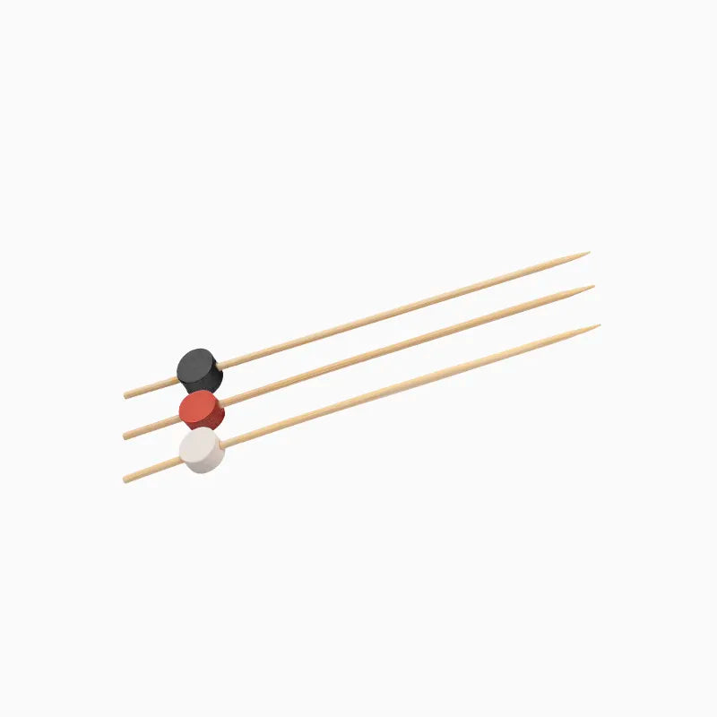 Pincho Bambú Decorativo 12cm Esfera Negro, Rojo y Blanco 30 uds