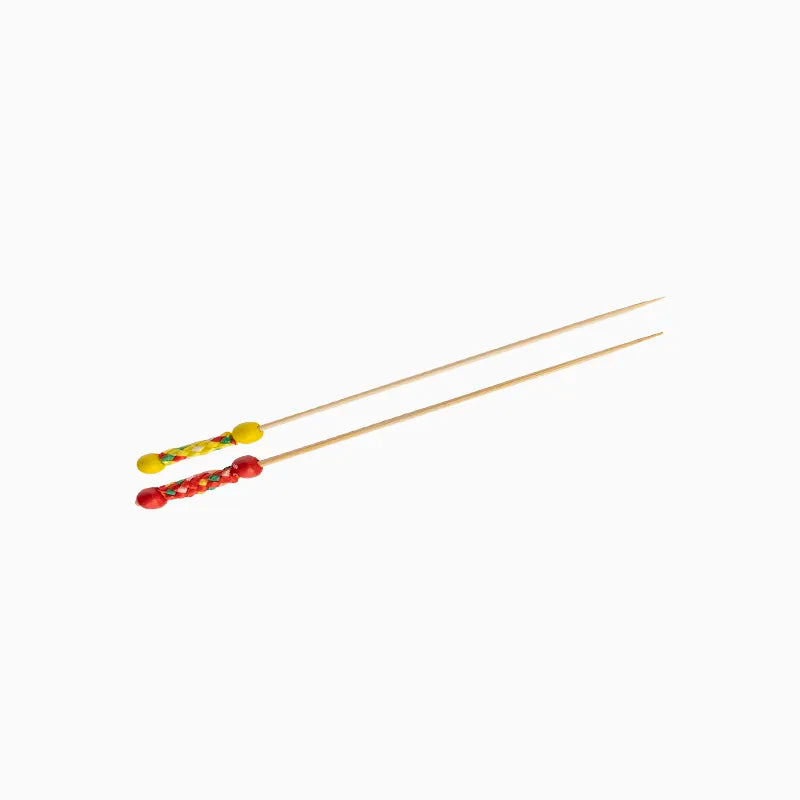 Pincho Bambú Decorativo Trenzado 12cm Rojo y Amarillo 50 uds