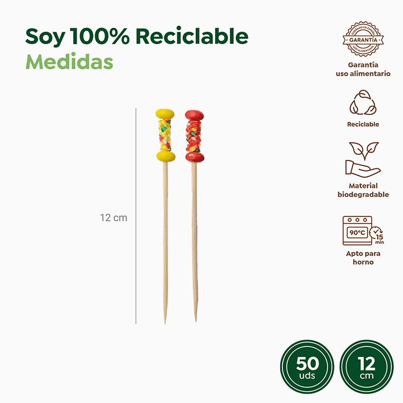 Pincho Bambú Decorativo Trenzado 12cm Rojo y Amarillo 50 uds