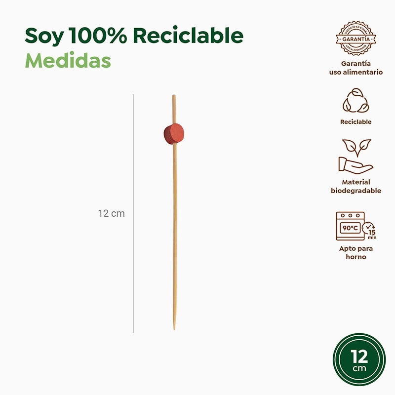 Pincho Bambú Decorativo 12cm Esfera Rojo 5000 uds