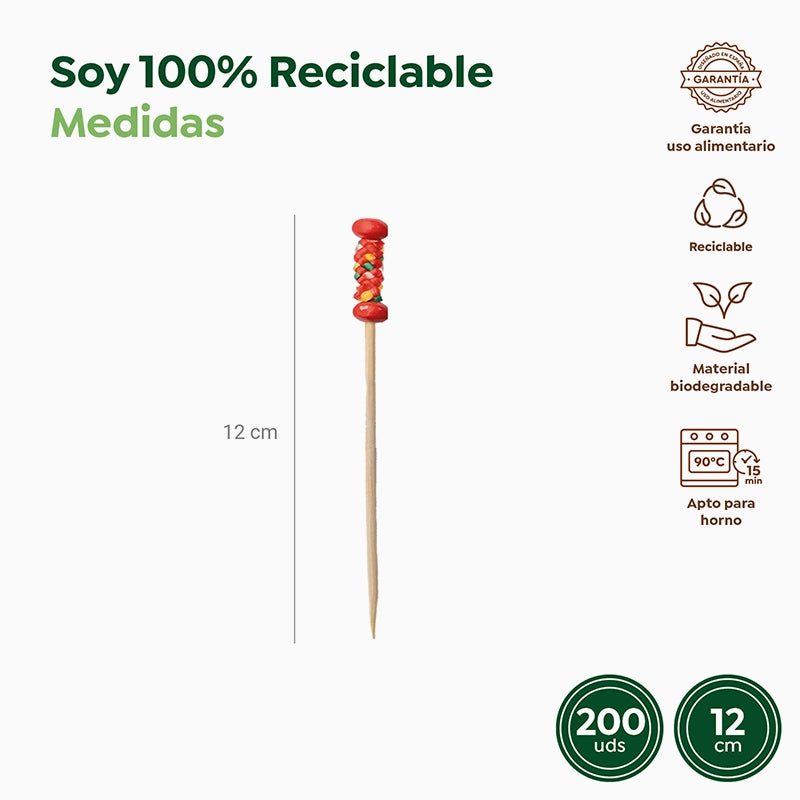 Pincho Bambú Decorativo Trenzado 12cm Rojo 200 uds