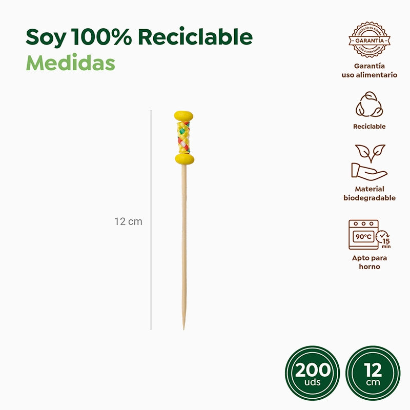 Pincho Bambú Decorativo Trenzado 12cm Amarillo 200 uds