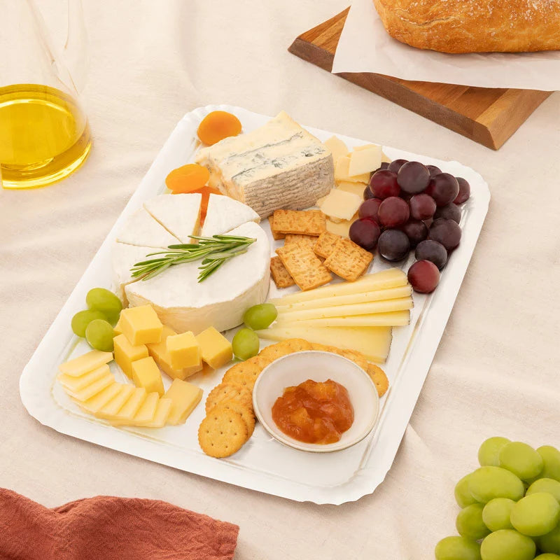 Bandeja Rectangular Cartón con Blonda 25 x 34 cm Blanco (72 uds)