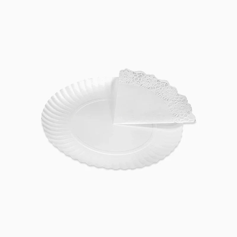 Bandeja Redonda Cartón con Blonda Ø 21 cm Blanco (3 uds)