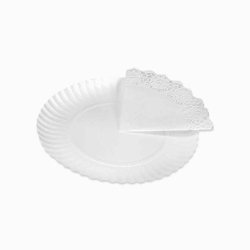 Bandeja Redonda Cartón con Blonda Ø 23 cm Blanco (144 uds)