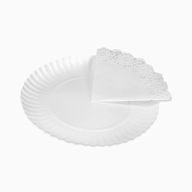 Bandeja Redonda Cartón con Blonda Ø 30 cm Blanco (72 uds)