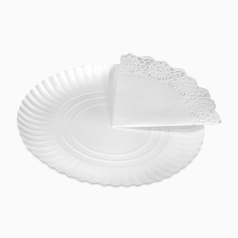 Bandeja Redonda Cartón con Blonda Ø 35 cm Blanco (1 ud)