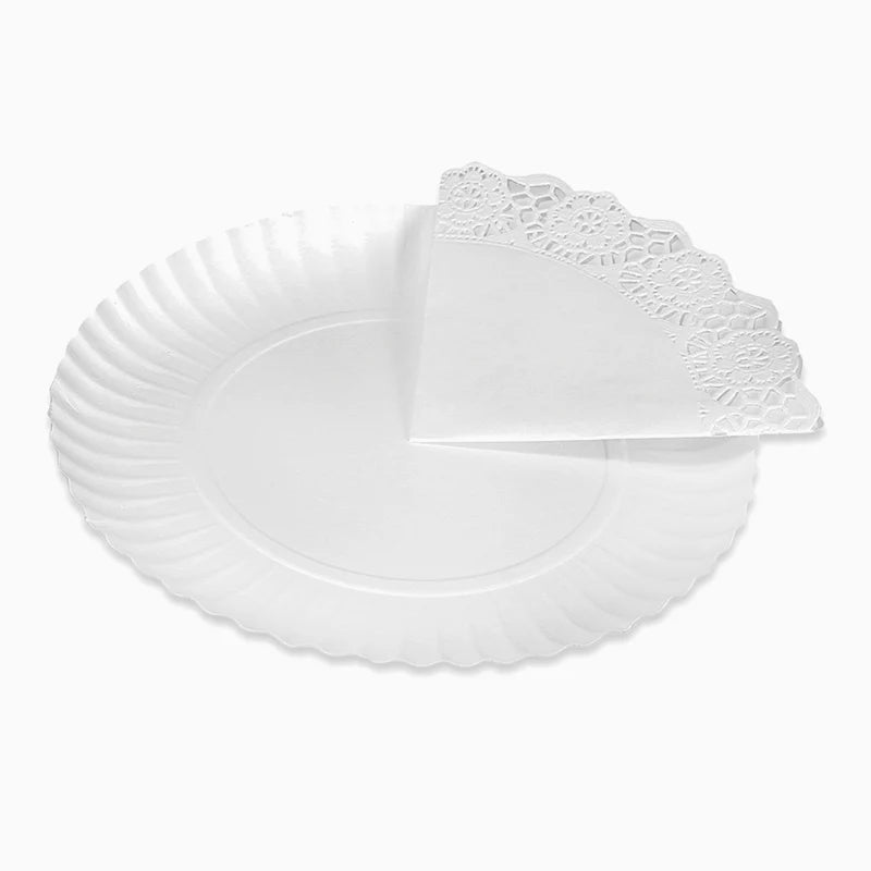 Bandeja Redonda Cartón con Blonda Ø 35 cm Blanco (1 ud)