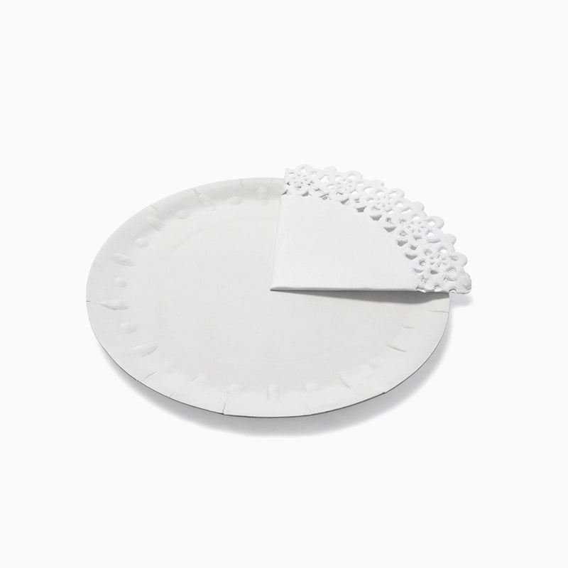 Bandeja Redonda Cartón con Blonda Ø 16 cm Blanco (384 uds)
