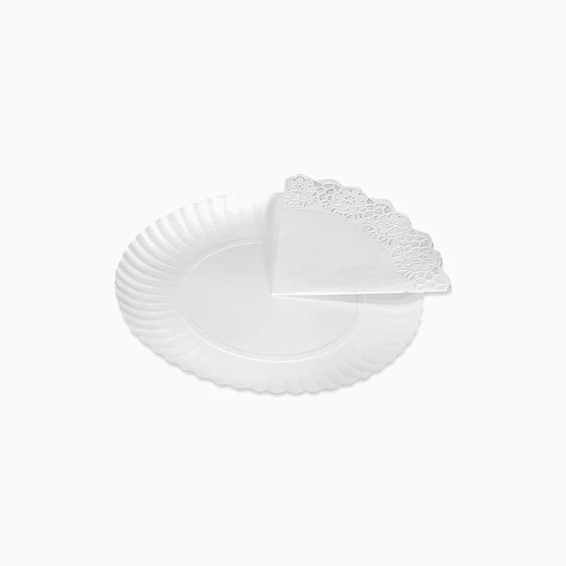 Bandeja Redonda Cartón con Blonda Ø 16 cm Blanco (4 uds)