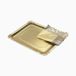 Bandeja Rectangular Cartón con Blonda Metalizada 25 x 34 cm Oro (72 uds)
