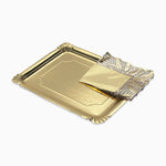 Bandeja Rectangular Cartón con Blonda Metalizado 31 x 38 cm Oro (72 uds)