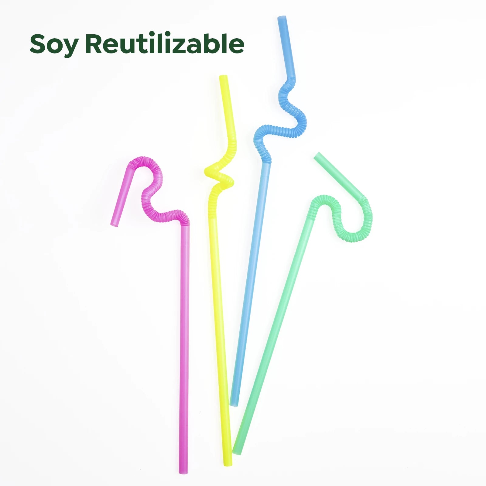 Pajita Extralarga Plástico PP Reutilizable 26 cm Multicolor (1400 uds)