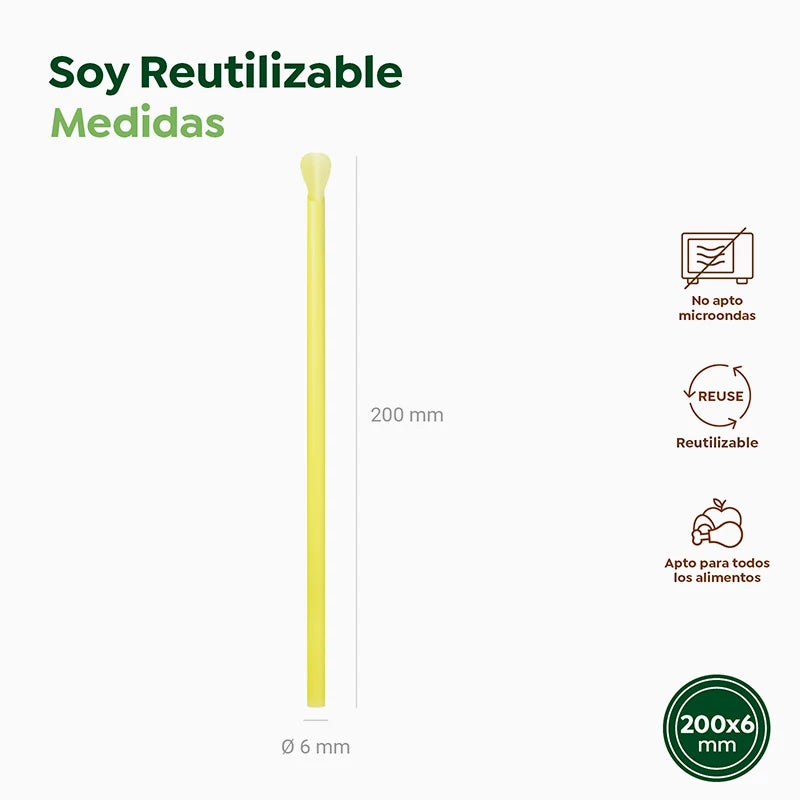 Pajita Cuchara Plástico PP Reutilizable 20 cm Multicolor (1500 uds)