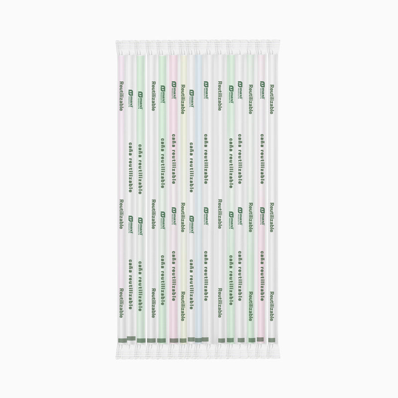 Pajita Flexible Plástico PP Reutilizable Enfundadas 21 cm Multicolor (100 uds)
