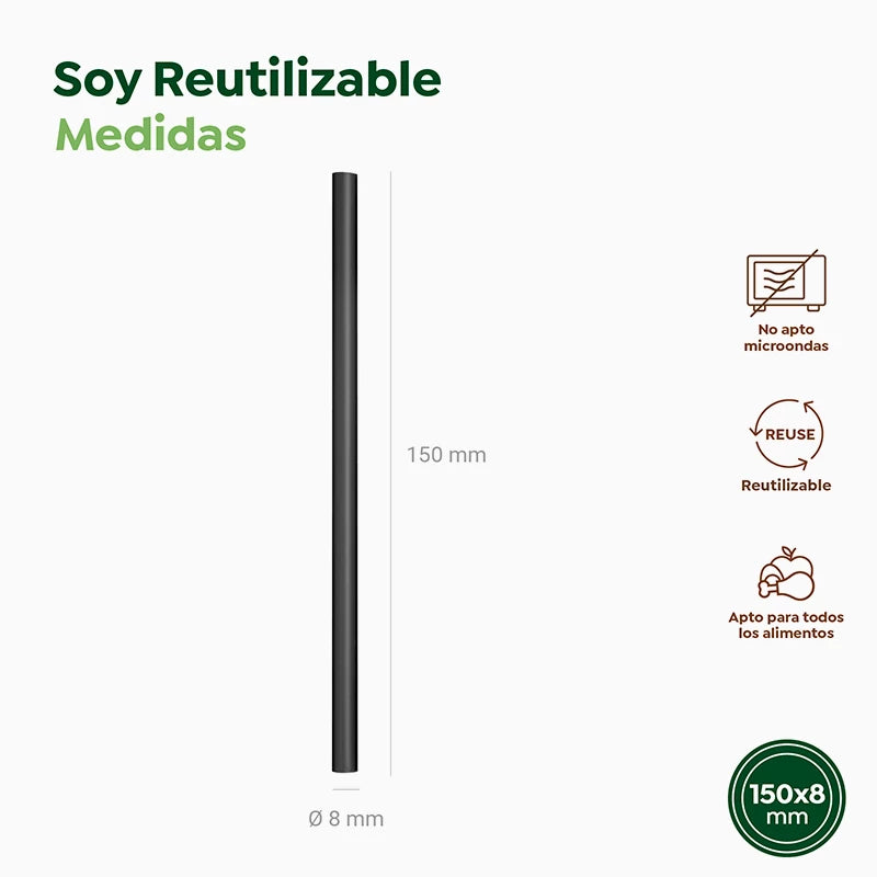 Pajita Mojito Plástico PP Reutilizable 15 cm Negro (250 uds)