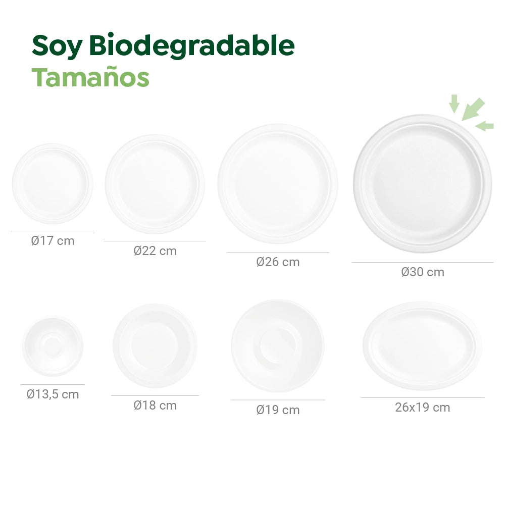 Plato Caña de Azúcar Llano Redondo Ø30 cm Blanco 25 uds
