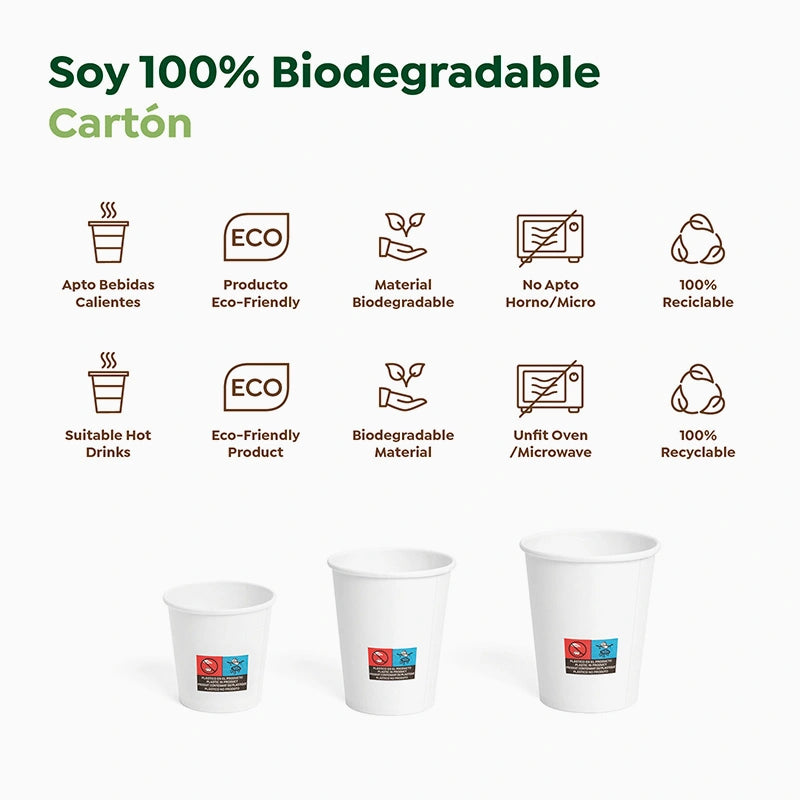 Vaso Cartón + PE 200 cc Blanco Take Away (1000 uds)