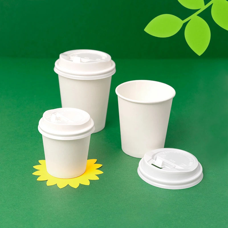 Vaso con Tapa Biodegradable Cartón 120 cc Blanco Take Away 50 uds