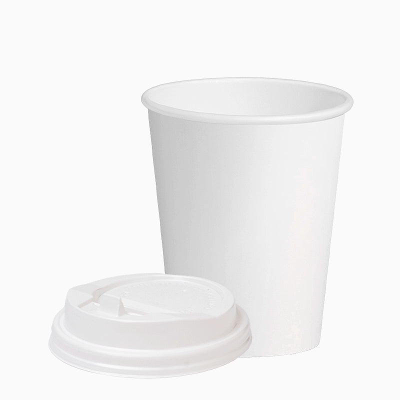 Vaso Cartón + PE Tapa Drink 250 cc Blanco Take Away (500 uds)