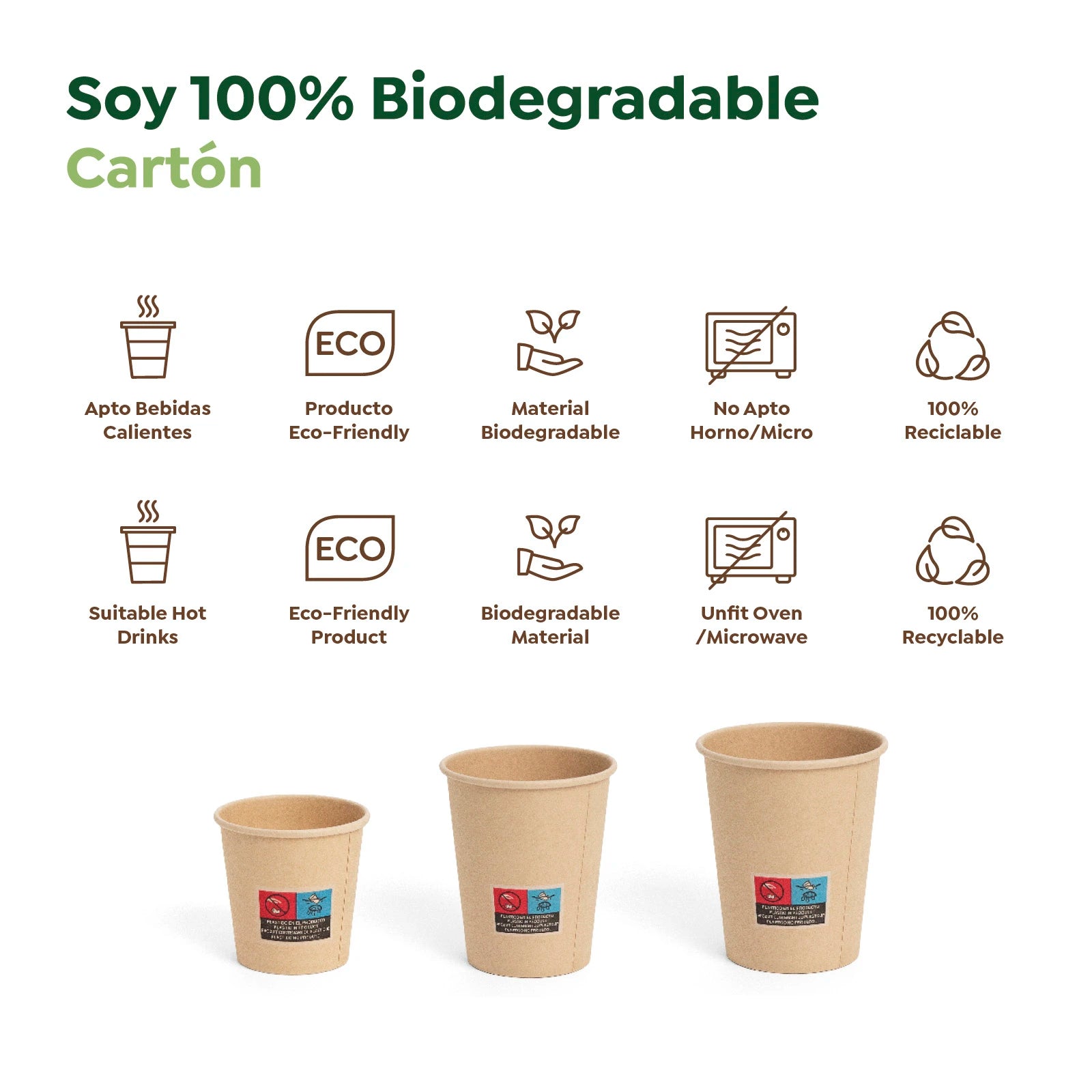 Vaso Cartón + PE 250 cc Kraft Take Away (50 uds)