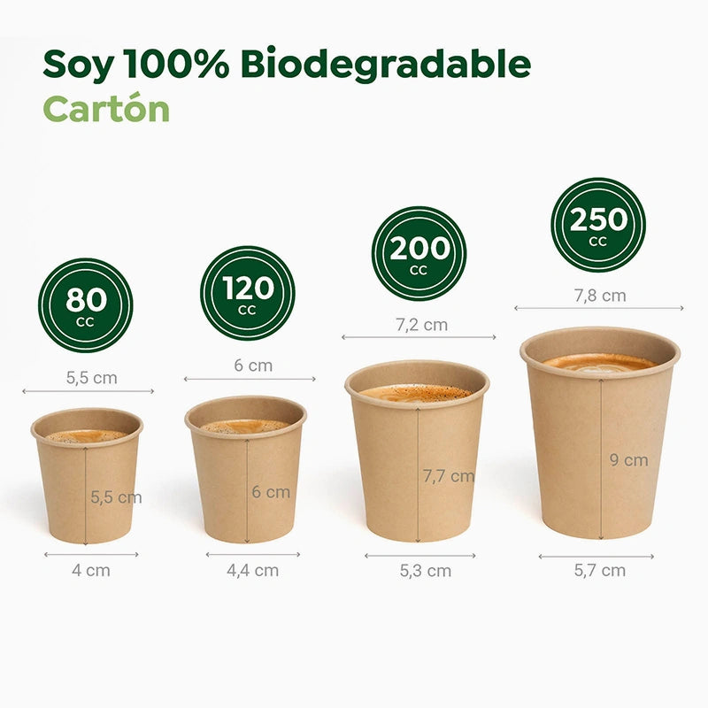 Vaso Cartón + PE 80 cc Kraft Take Away (50 uds)
